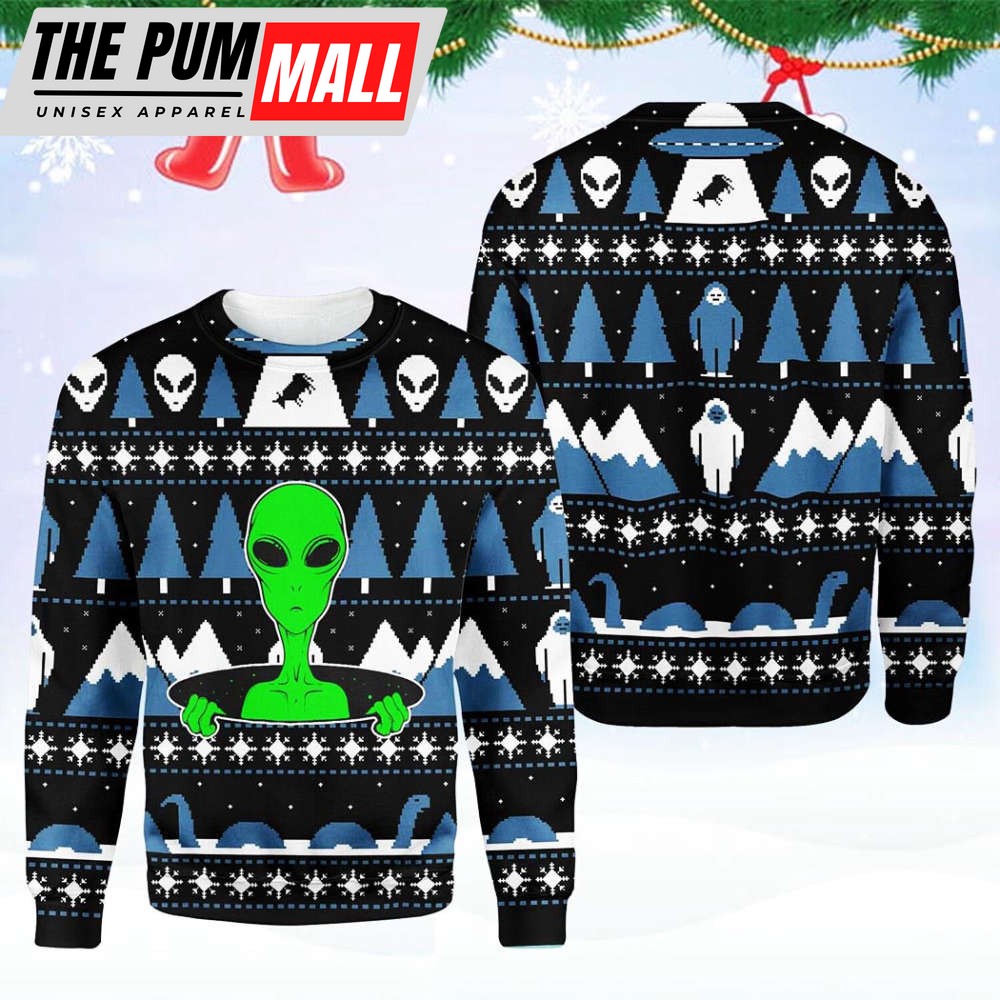 Alien Christmas Autism Dad Ugly Christmas Sweater Unisex Knit Wool Ugly Sweater