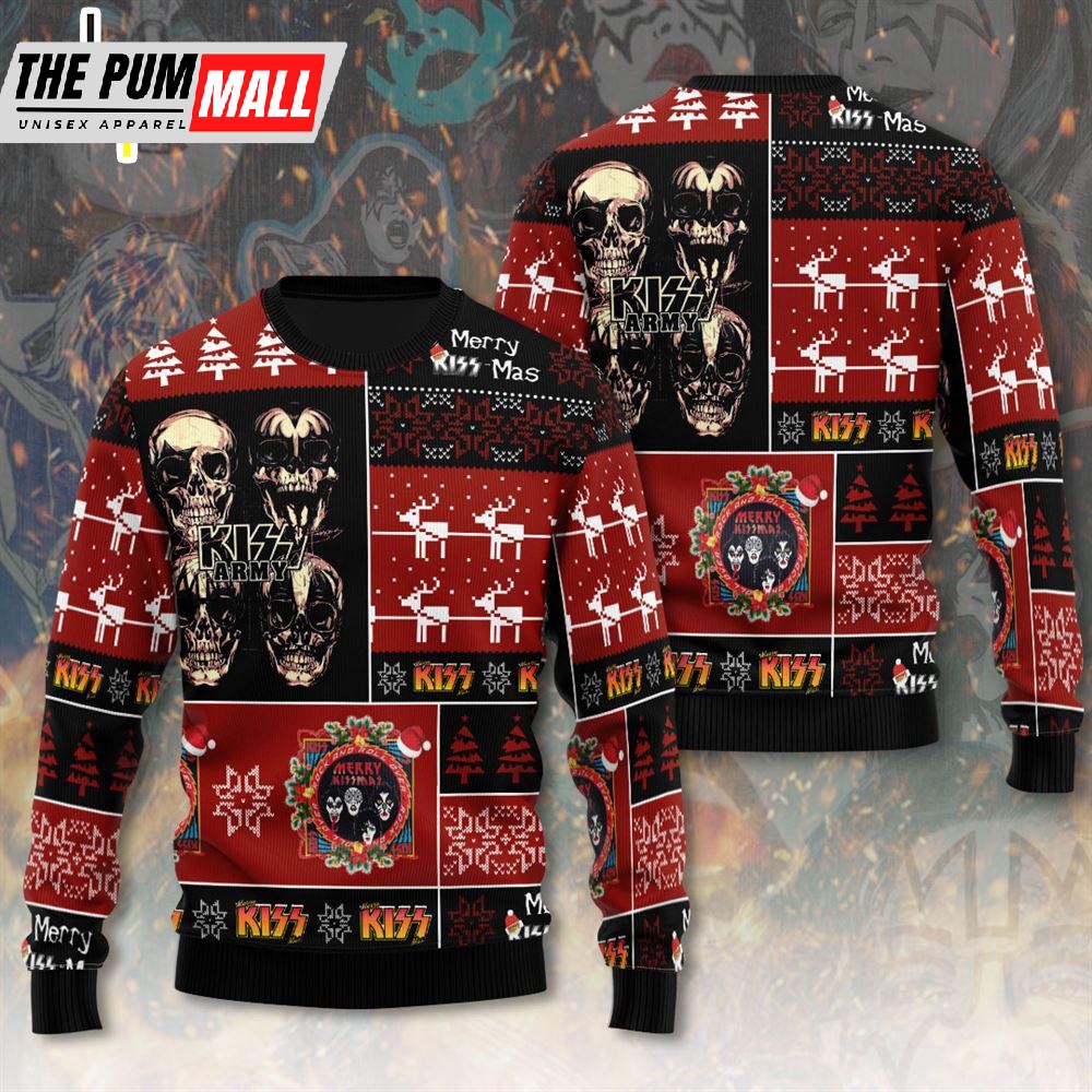 All I Want For Christmas Is Kiss Skull 3D Ugly Christmas Sweater Gift For Christmas