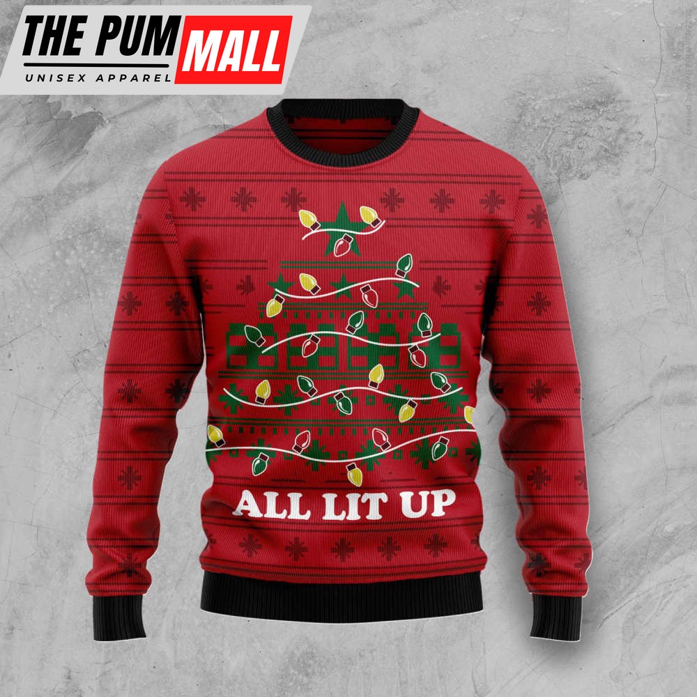 All Lit Up Noel Tree Ugly Christmas Sweater, Gift For Christmas, Unisex Crewneck Sweater