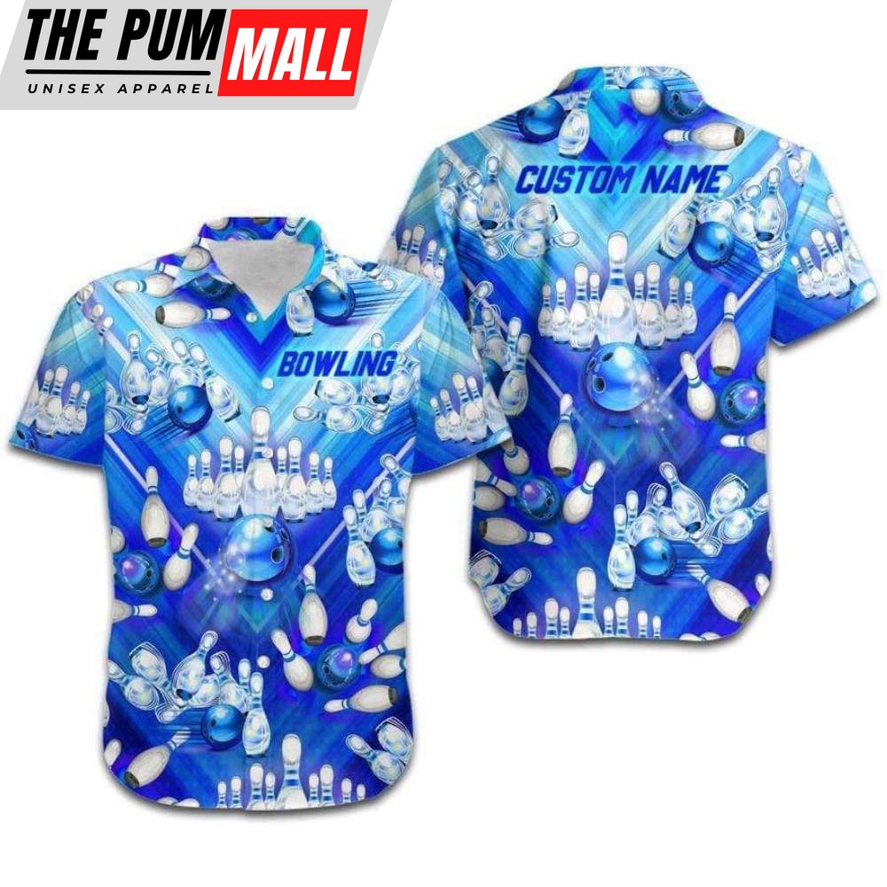 Aloha Blue Bowling Custom Name Hawaiian Shirt Unisex Men HN3566