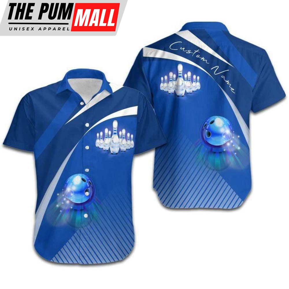 Aloha Bowling Blue Custom Name Hawaiian Shirt Unisex Men HN3565