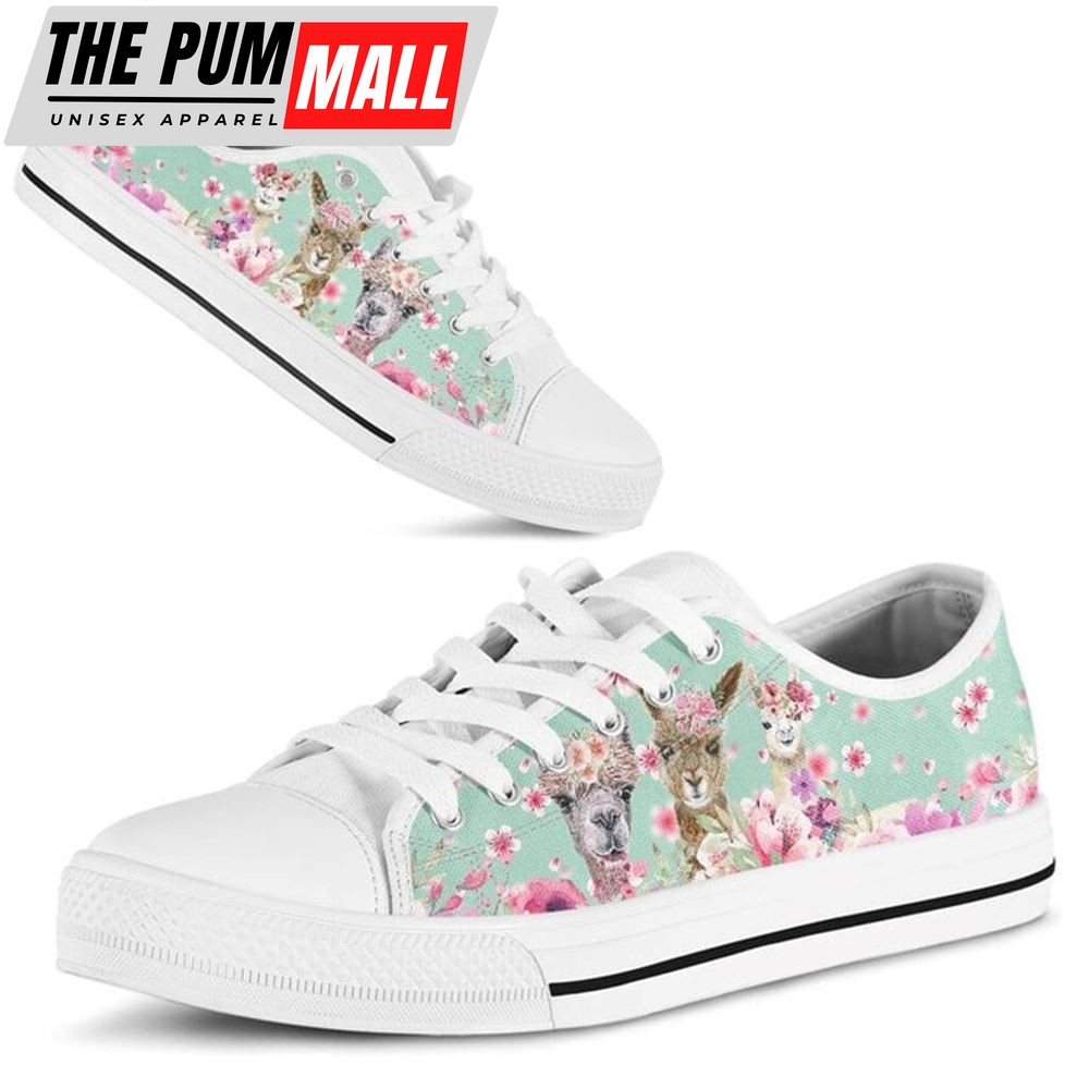 alpaca-flower-watercolor-low-top-shoes-low-top-shoes-mens-women-ey22yfpe Alpaca Flower Watercolor Low Top Shoes – Low Top Shoes Mens, Women