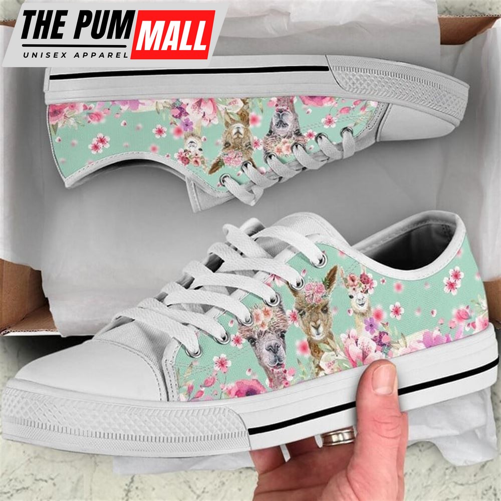 Alpaca Flower Watercolor Low Top Shoes – Low Top Shoes Mens, Women