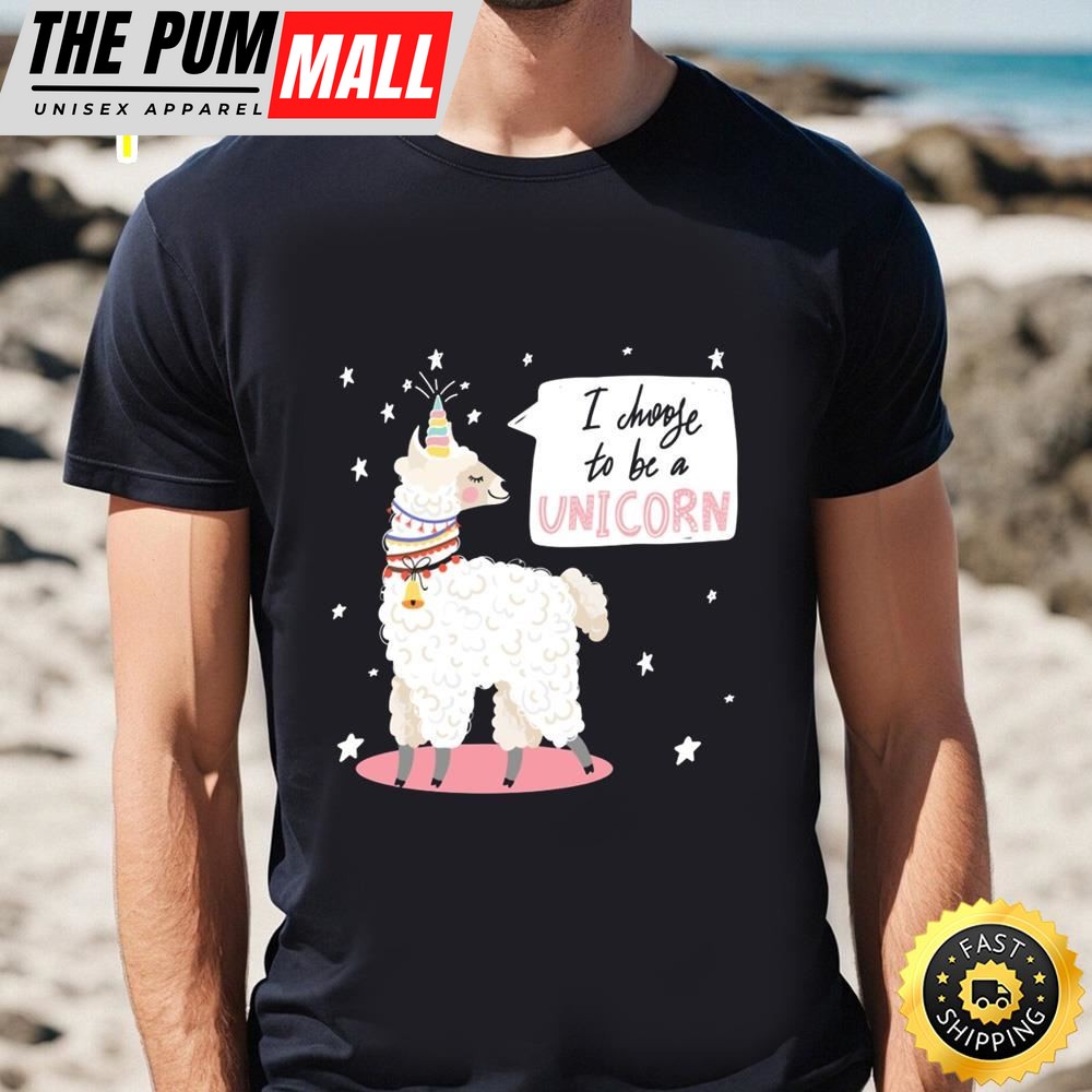 Alpaca With Unicorn Horn Valentine T-shirt