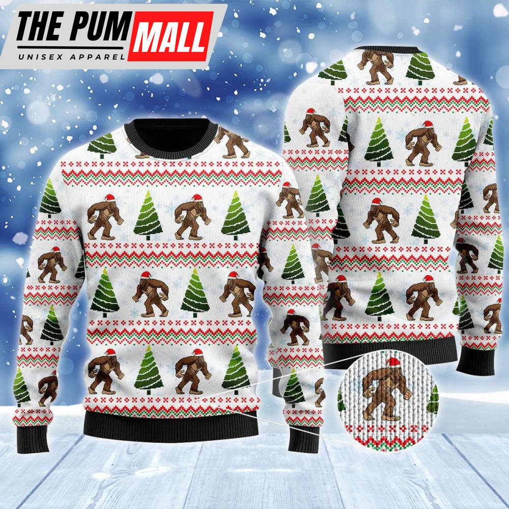 Amazing Bigfoot Christmas Tree Ugly Sweater