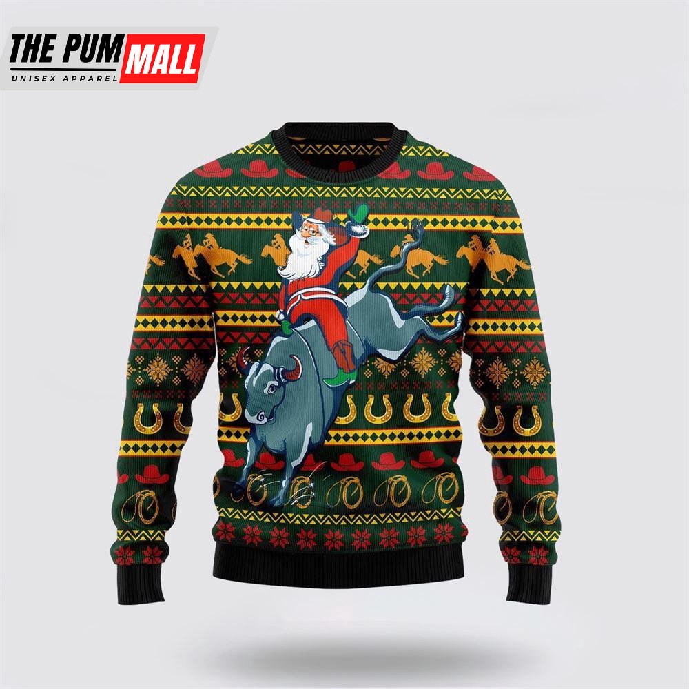 Amazing Cowboy Santa Claus Ugly Christmas Sweater