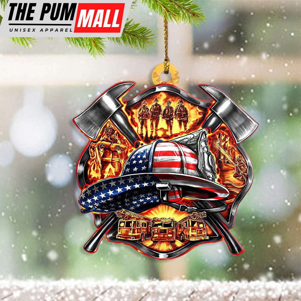 American Firefighter Logo Ornament Honoring Fireman Ornament Christmas Tree Decoration Limited Edition