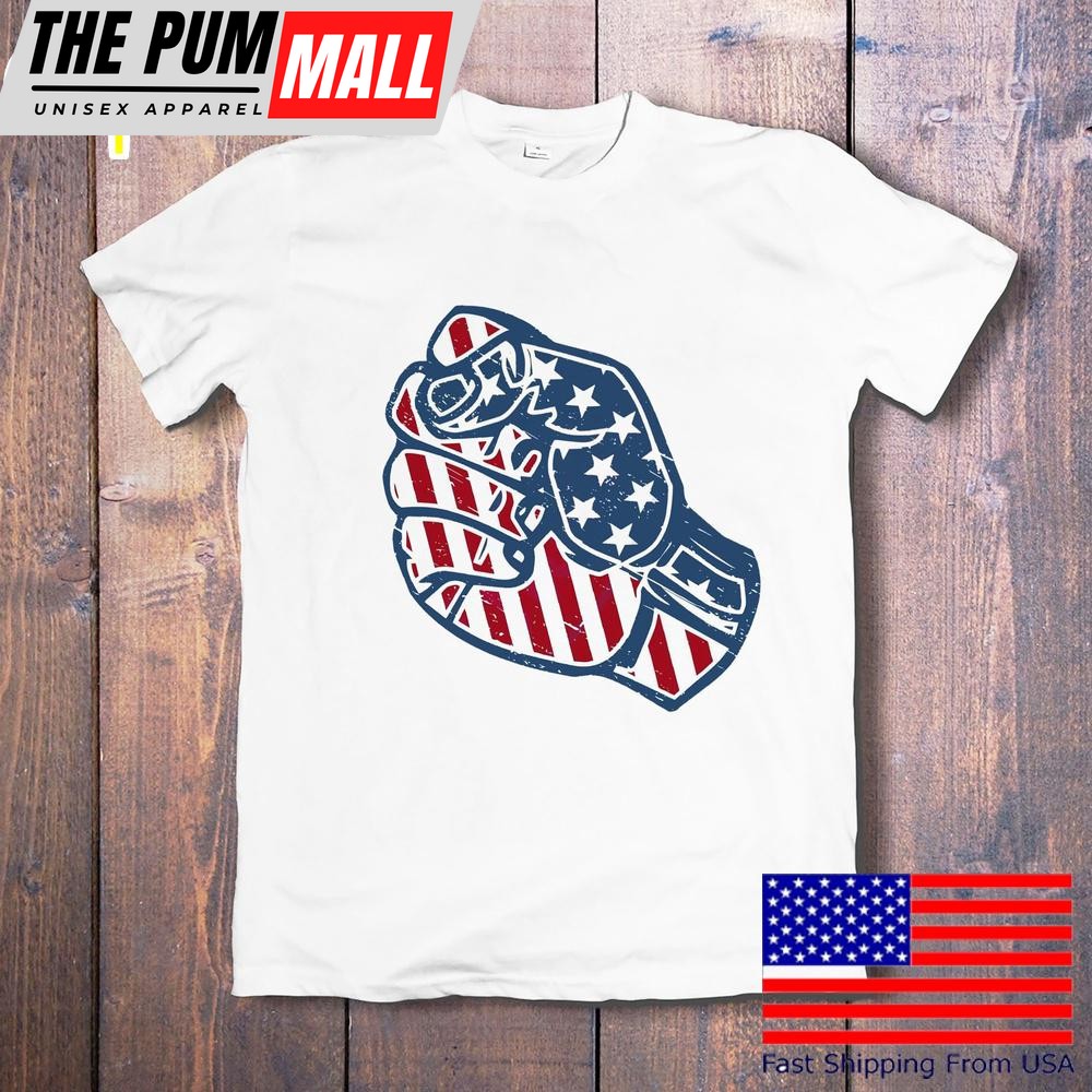 American Flag Fist Patriotic Power Usa Independence Day T-Shirt
