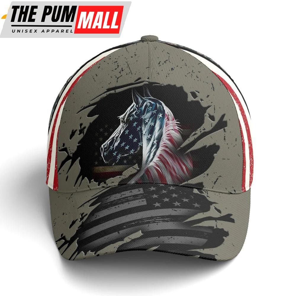 American Flag Patriot Horse Classic Baseball Cap