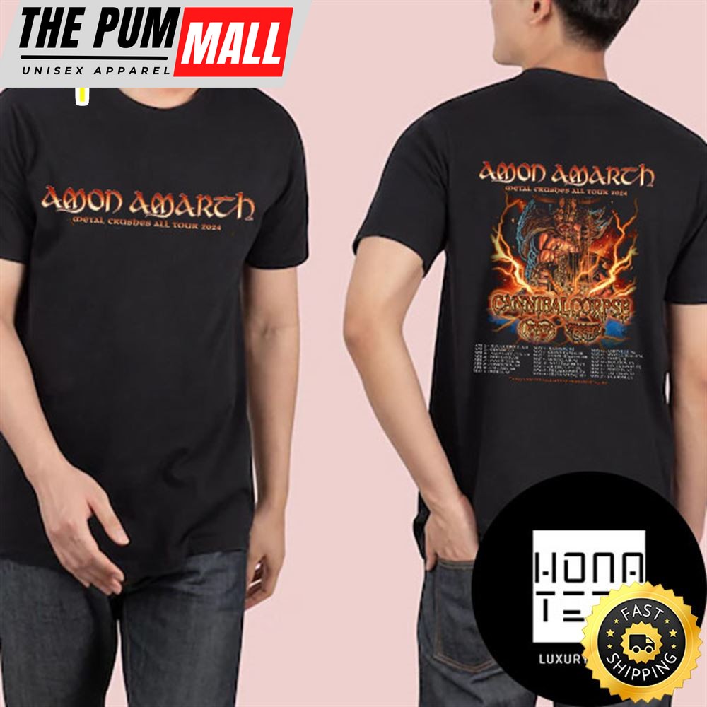 Amon Amarth Metal Crushes All Tour Vikings Of North America 2024 Fan Gifts Two Sides Classic Shirt