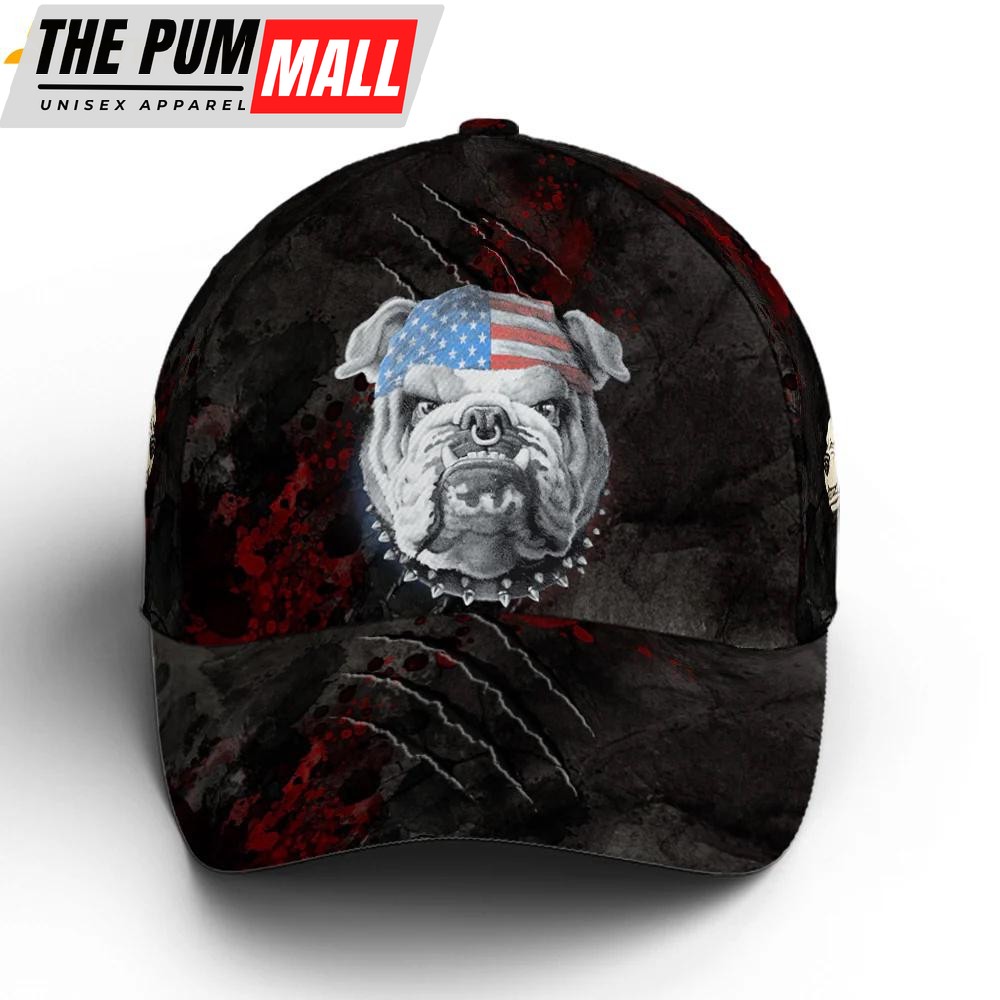 Angry Bulldog American Flag Classic Baseball Cap