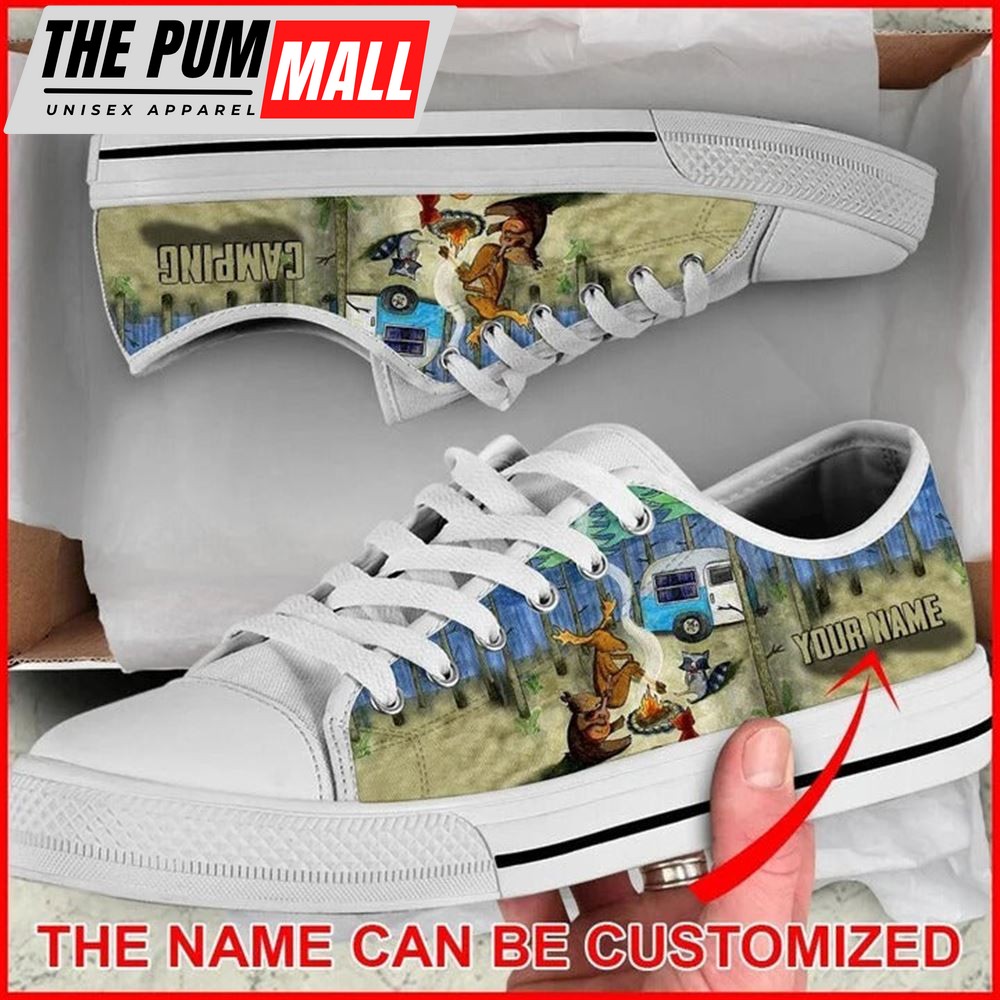 Animal Camping Personalized Canvas Low Top Shoes – Low Top Shoes Mens, Women
