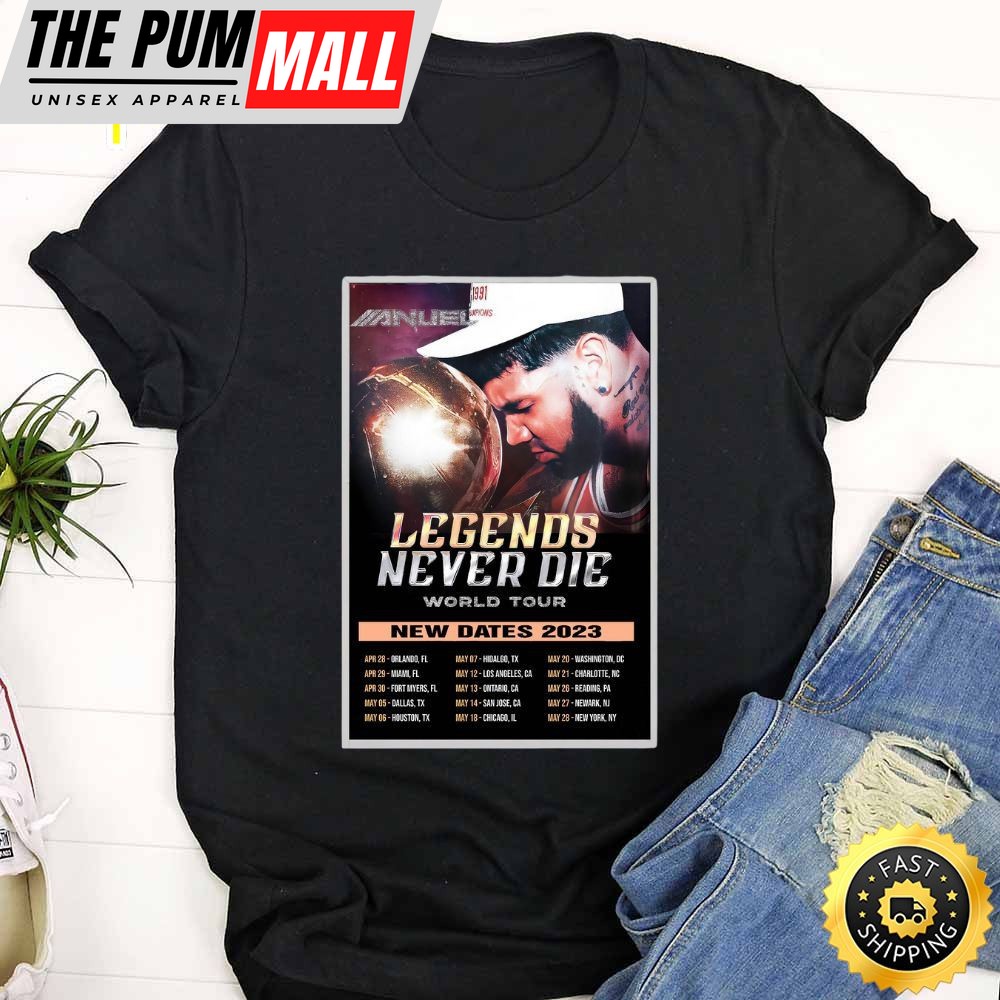 Anuel Aa Legends Never Die Newark Tour 2025 Tour List Black T-Shirt