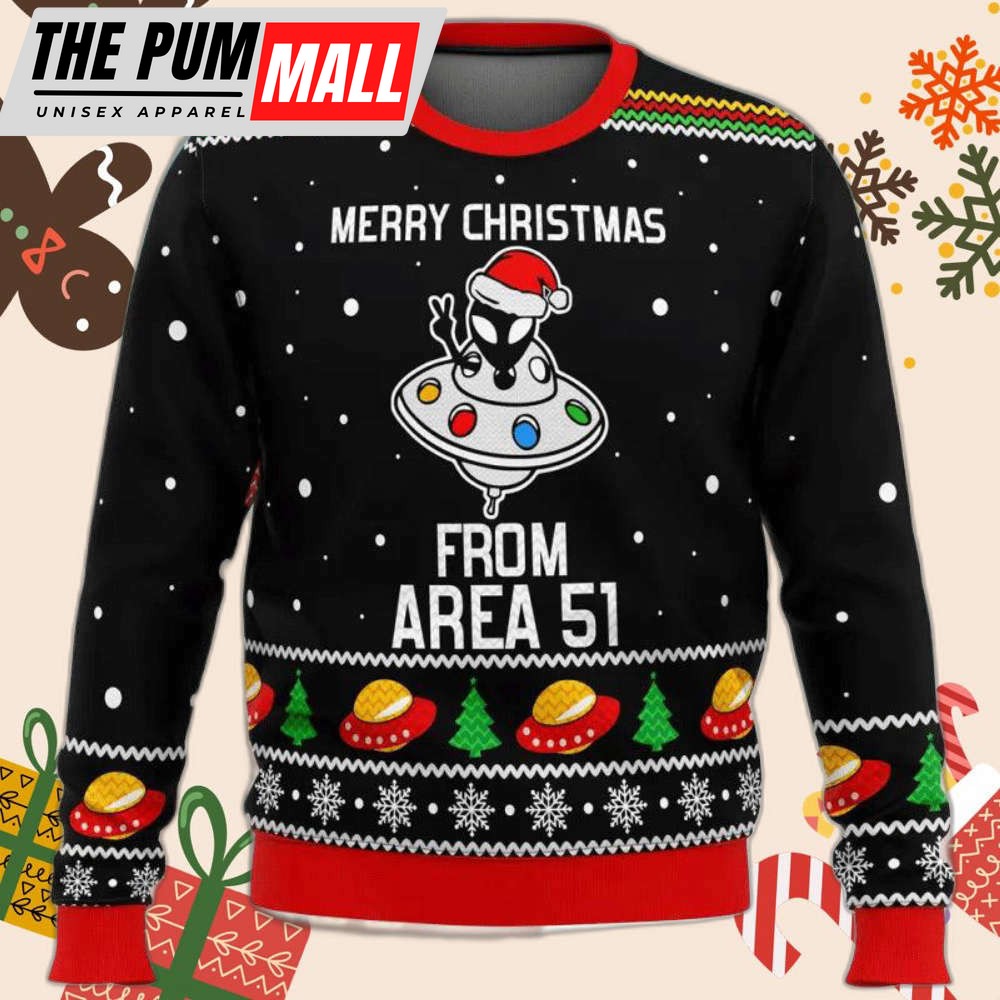 Area Aliens Ugly Sweater: Merry Xmas Festive Design