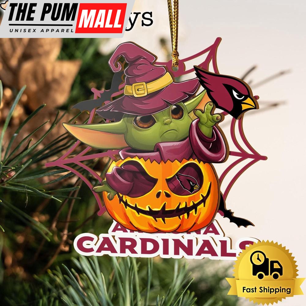 Arizona Cardinals Baby Yoda Pumpkin Halloween Ornament Limited Edition