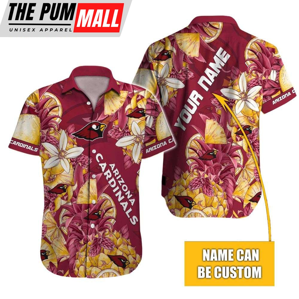 Arizona Cardinals Tropical Fruit Personalized Hawaiian Shirt