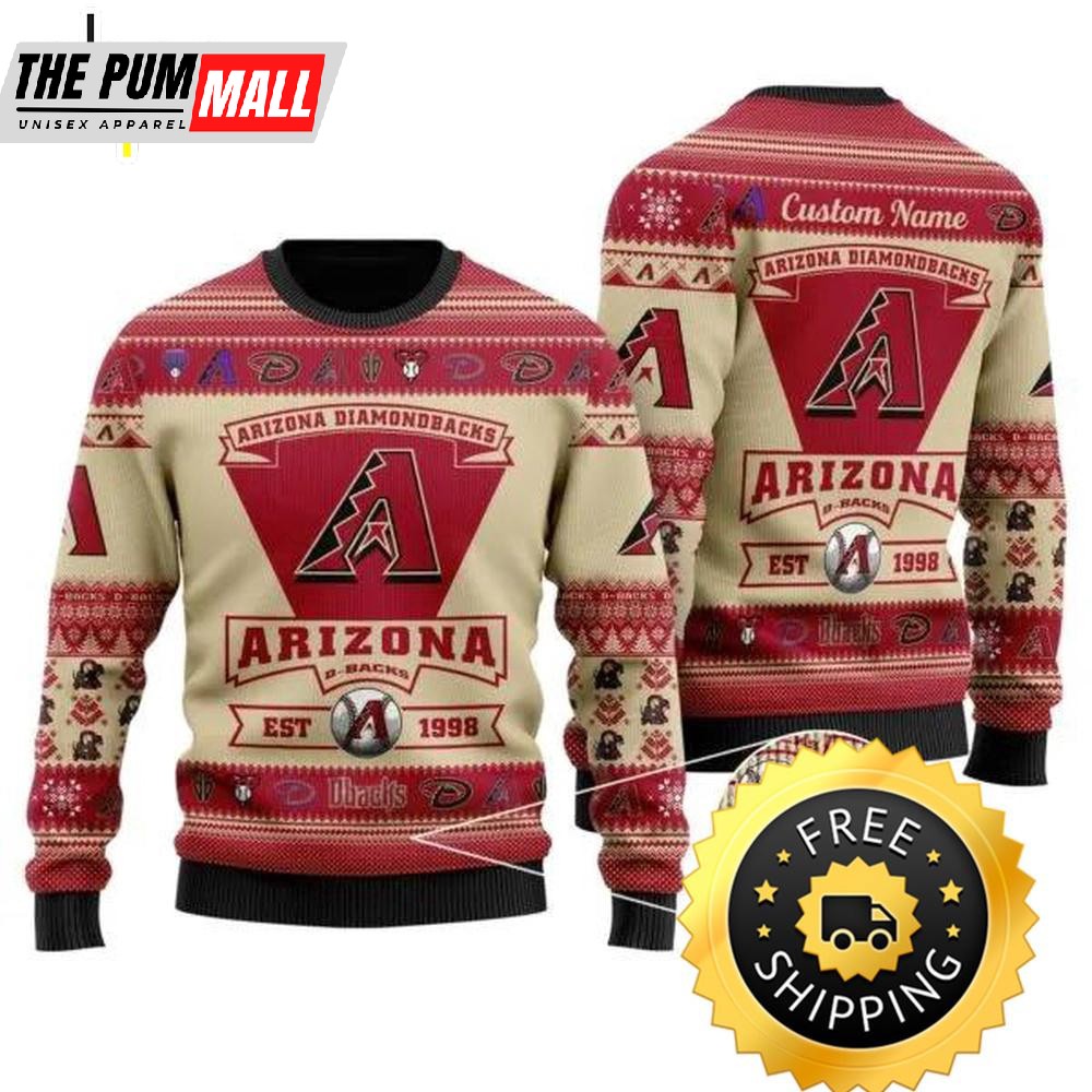 Arizona Diamondbacks Est 1988 Custom MLB Christmas Ugly Sweater, Arizona Diamondbacks Ugly Sweater, MLB Christmas Sweater