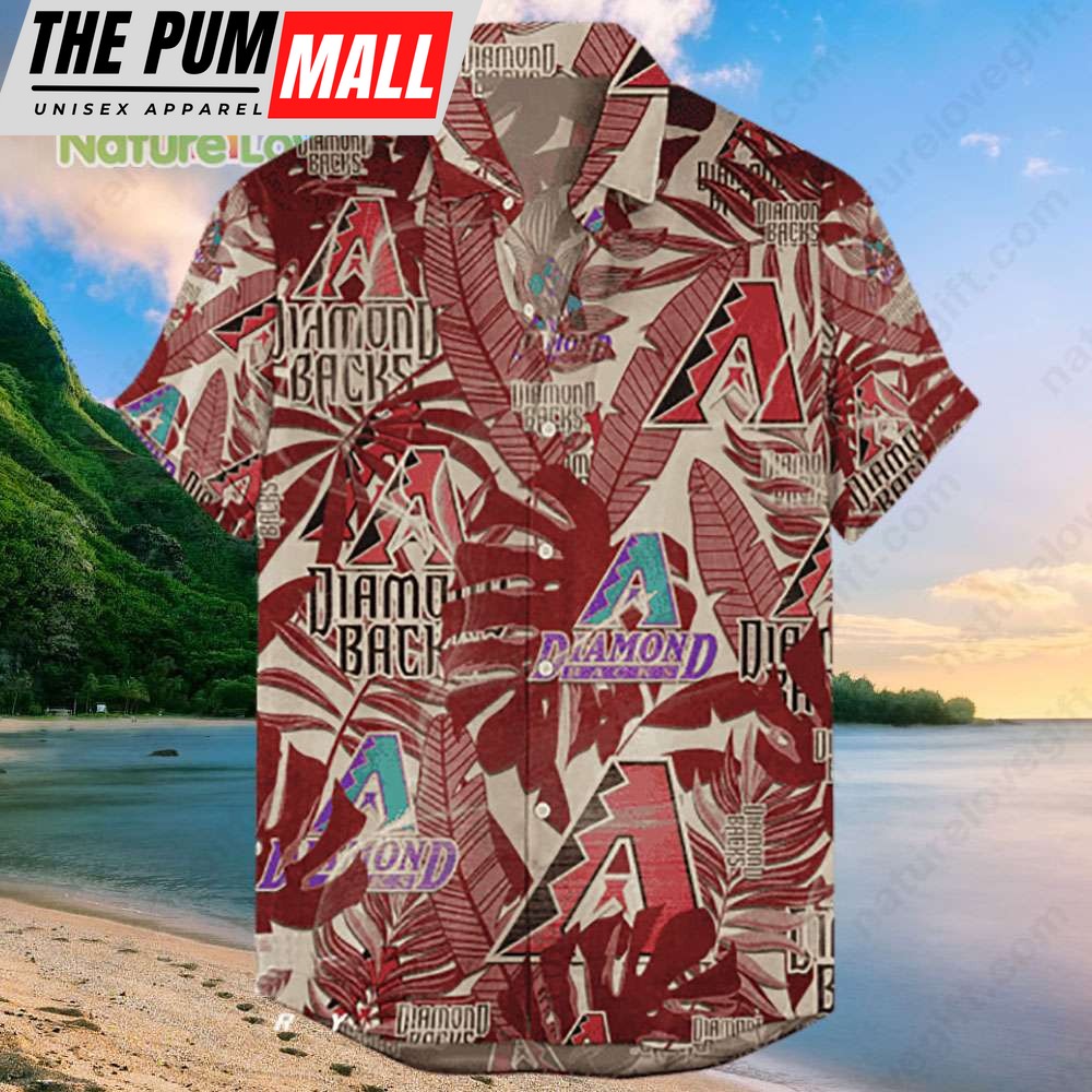 Arizona Diamondbacks Tropical Leaves MLB Hawaiian Shirt