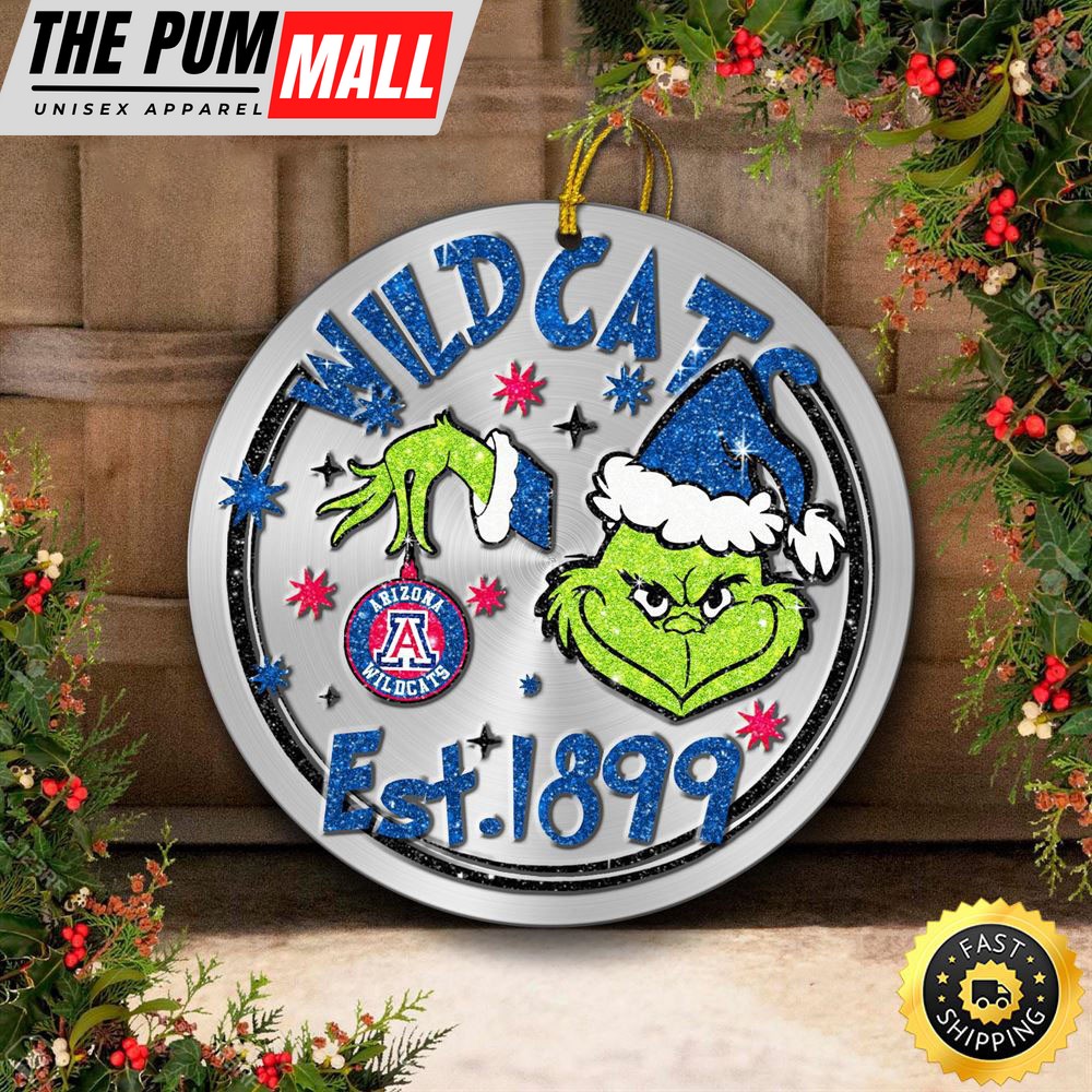 Arizona Wildcats Grinch Circle Ornaments Christmas Limited Edition
