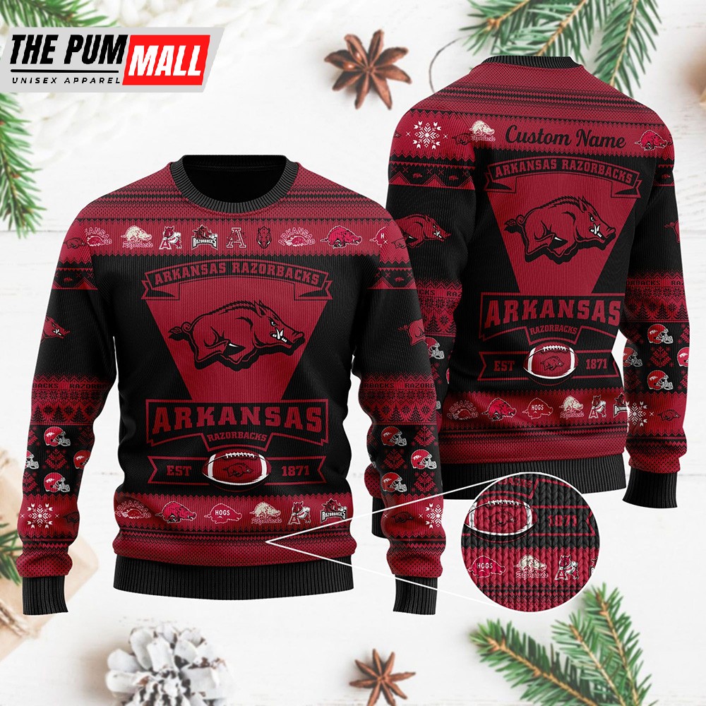 Arkansas Razorbacks Est 87 NFL Christmas Ugly hristmas Sweater