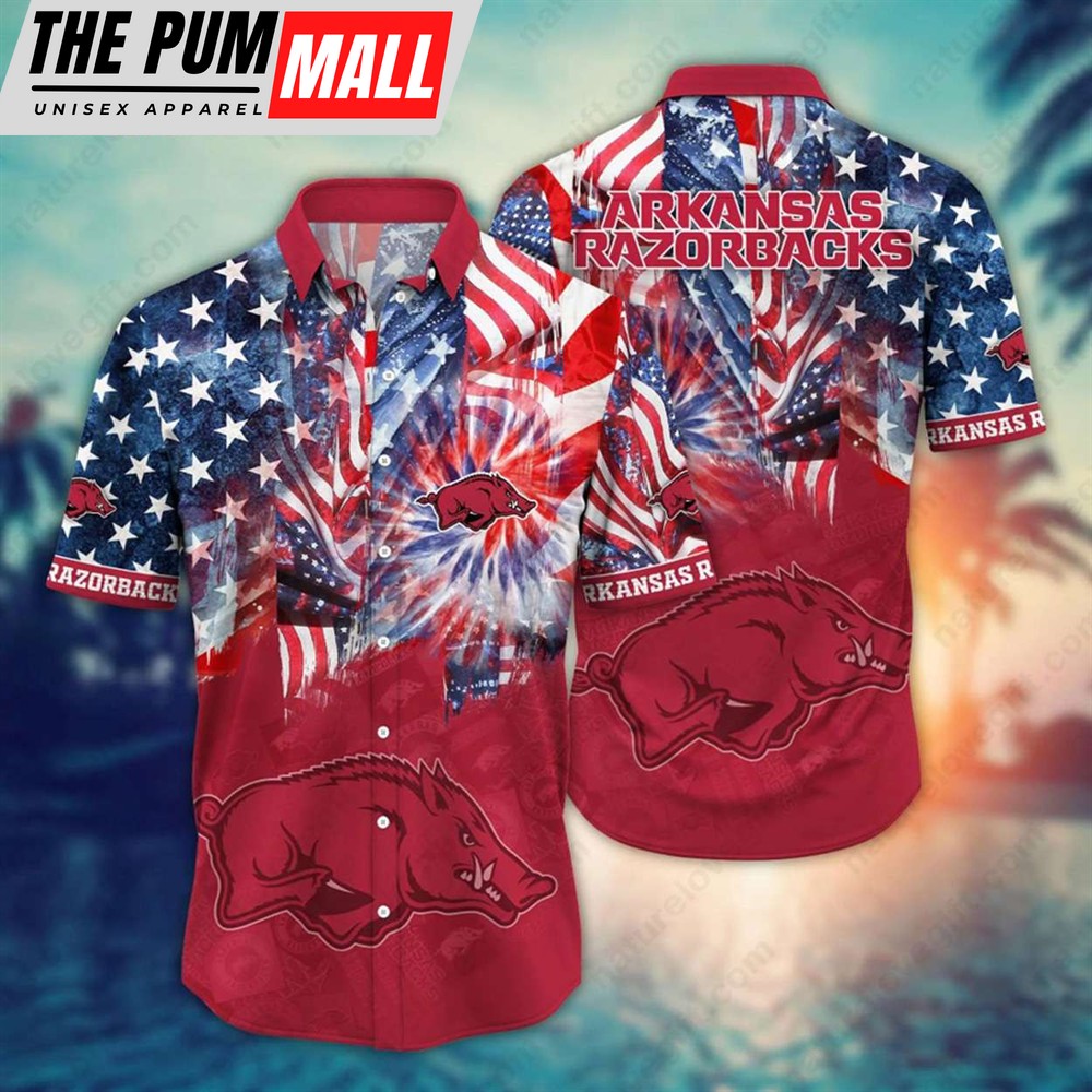Arkansas Razorbacks NCAA 4th Of July Patriotic Hawaiian Shirt