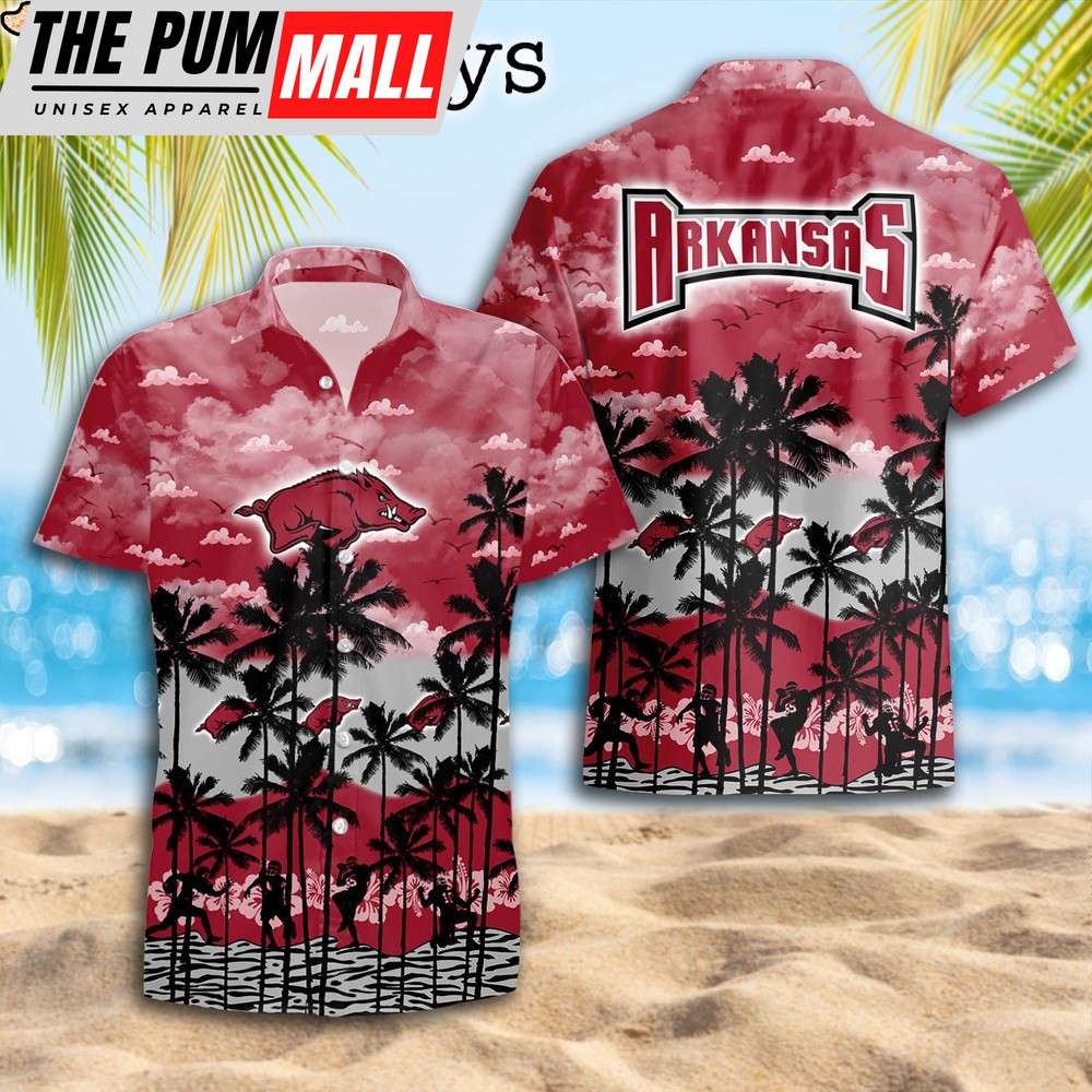 Arkansas Razorbacks Palms Tree Hawaiian Shirt