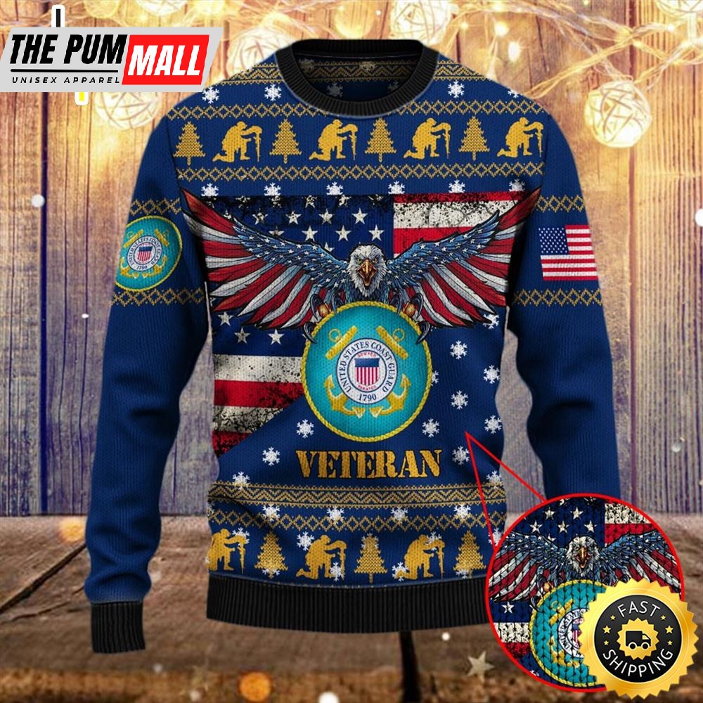 Armed Forces Uscg Coast Guard Military Vva Vietnam Veterans Day Gift For Father Dad Christmas Ugly Sweater
