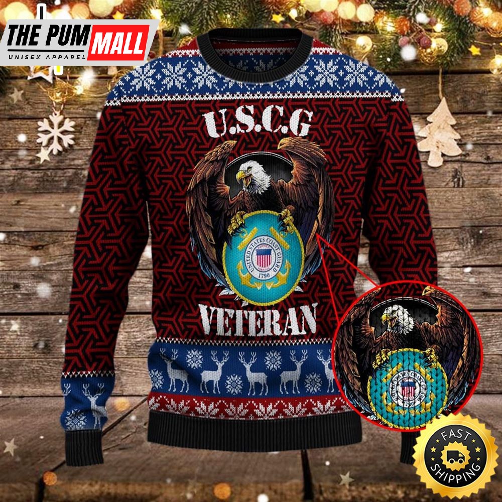 Armed Forces Uscg Coast Guard Military Vva Vietnam Veterans Day Gift For Father Dad Christmas Ugly Xmas Sweater