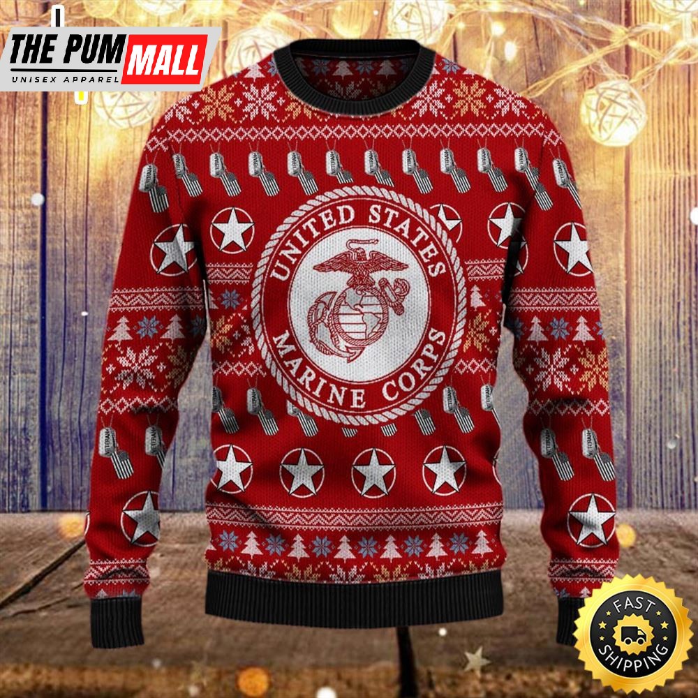 Armed Forces Usmc Marine Military Vva Vietnam Veterans Day Gift For Father Dad Christmas Ugly Sweater
