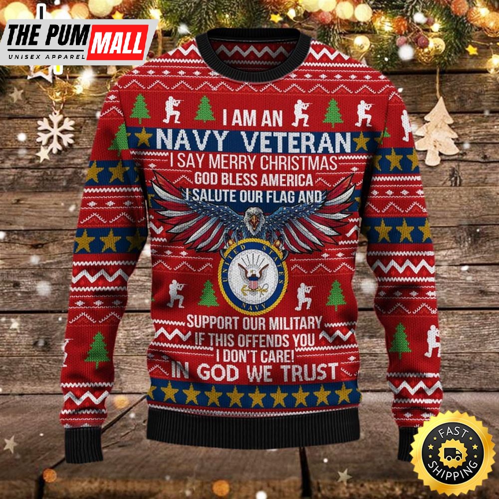 Armed Forces Usn Navy Military Vva Vietnam Veterans Day Christmas Ugly Sweater