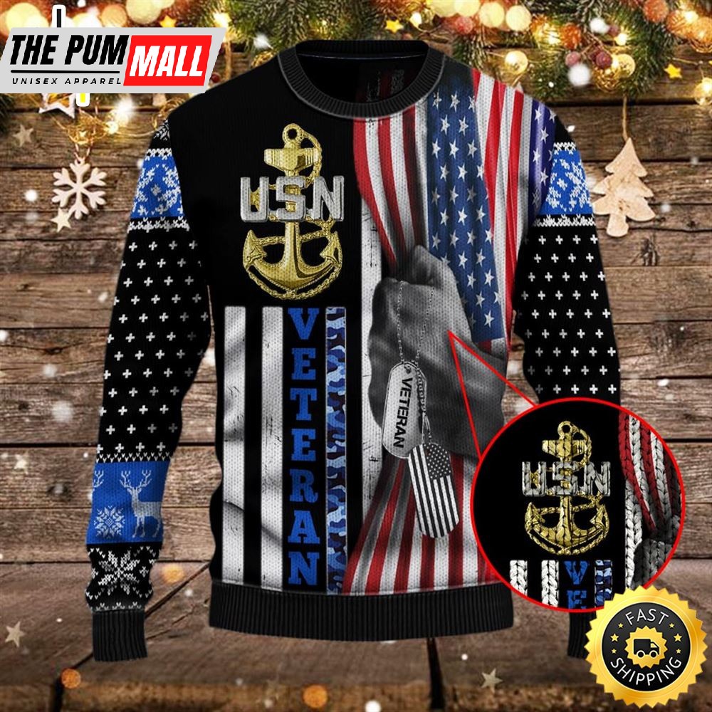 Armed Forces Usn Navy Military Vva Vietnam Veterans Day Christmas Ugly Sweaters