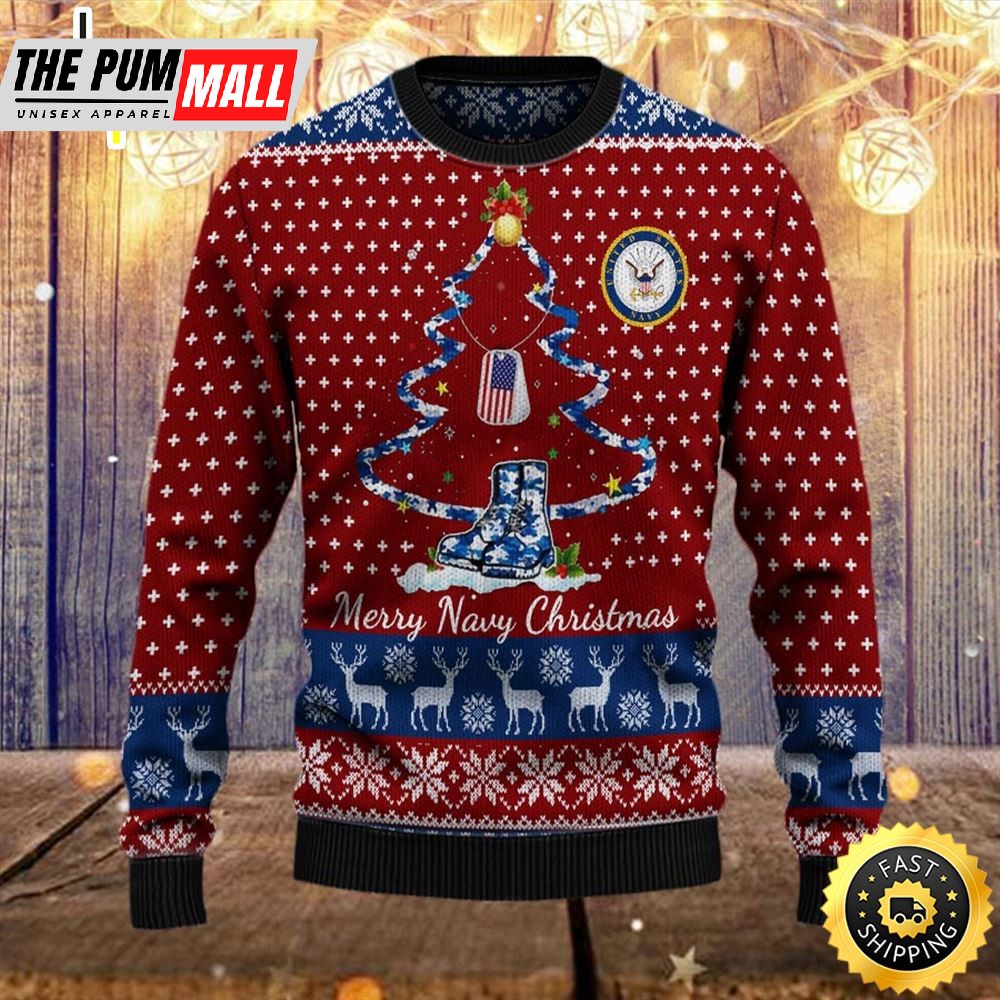 Armed Forces Usn Navy Military Vva Vietnam Veterans Day Gift For Father Dad Christmas Ugly Sweater