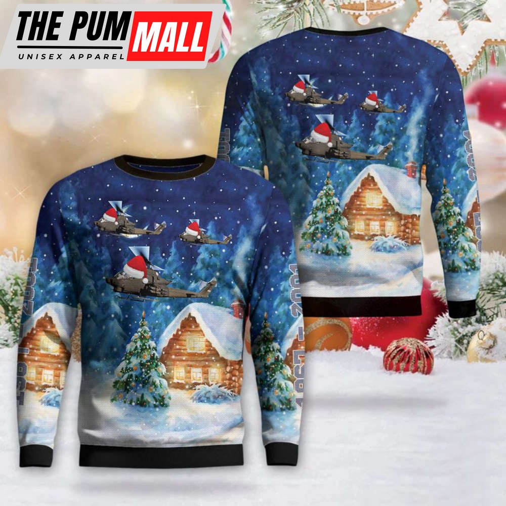 Army Bell AH-1 Cobra Christmas Sweater – Unique 3D Gift for the Holidays