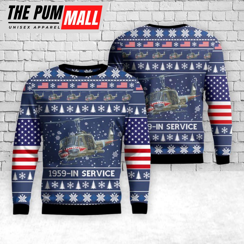 Army Bell UH-1B Iroquois “Huey” Helicopter Christmas Sweater Gift For Christmas