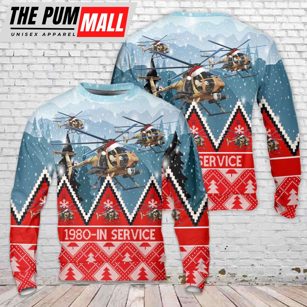 Army Boeing AH-6 Little Bird Gun Christmas Sweater 3D Gìt For Christmas