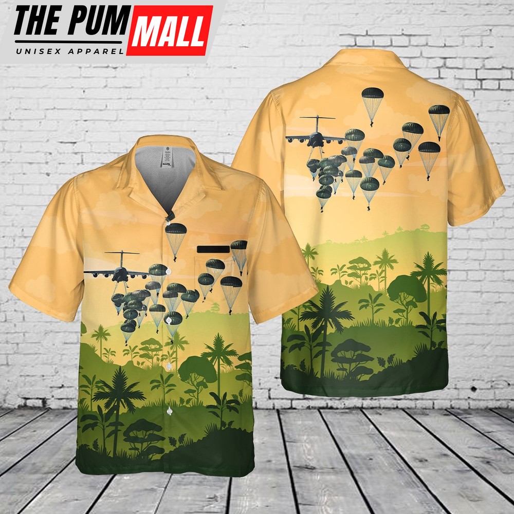 Army Hawaiian Shirt, Custom Name US Army Paratroopers With The 82nd Airborne Division Parachute Pocket Hawaiian Shirt