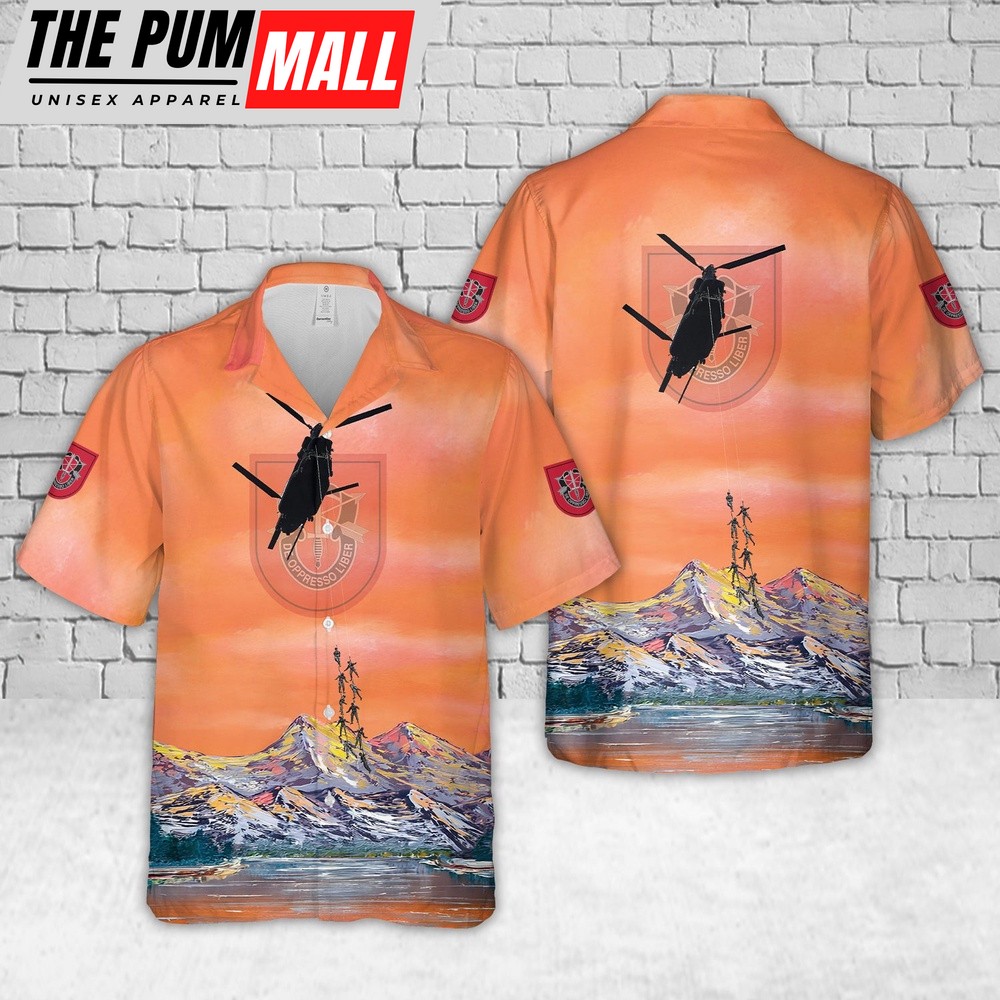 Army Hawaiian Shirt, Soldiers from 7th Special Forces Group (Airborne) (7 SFG (A)) practice SPIE techniques from a MH-47 Chinook Hawaiian Shirt