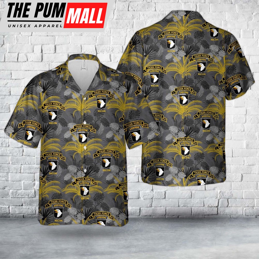 Army Hawaiian Shirt, US Army 1-327 Airborne Infantry Tiger Force LRRP – Vietnam War Hawaiian Shirt, Military Aloha Shirt