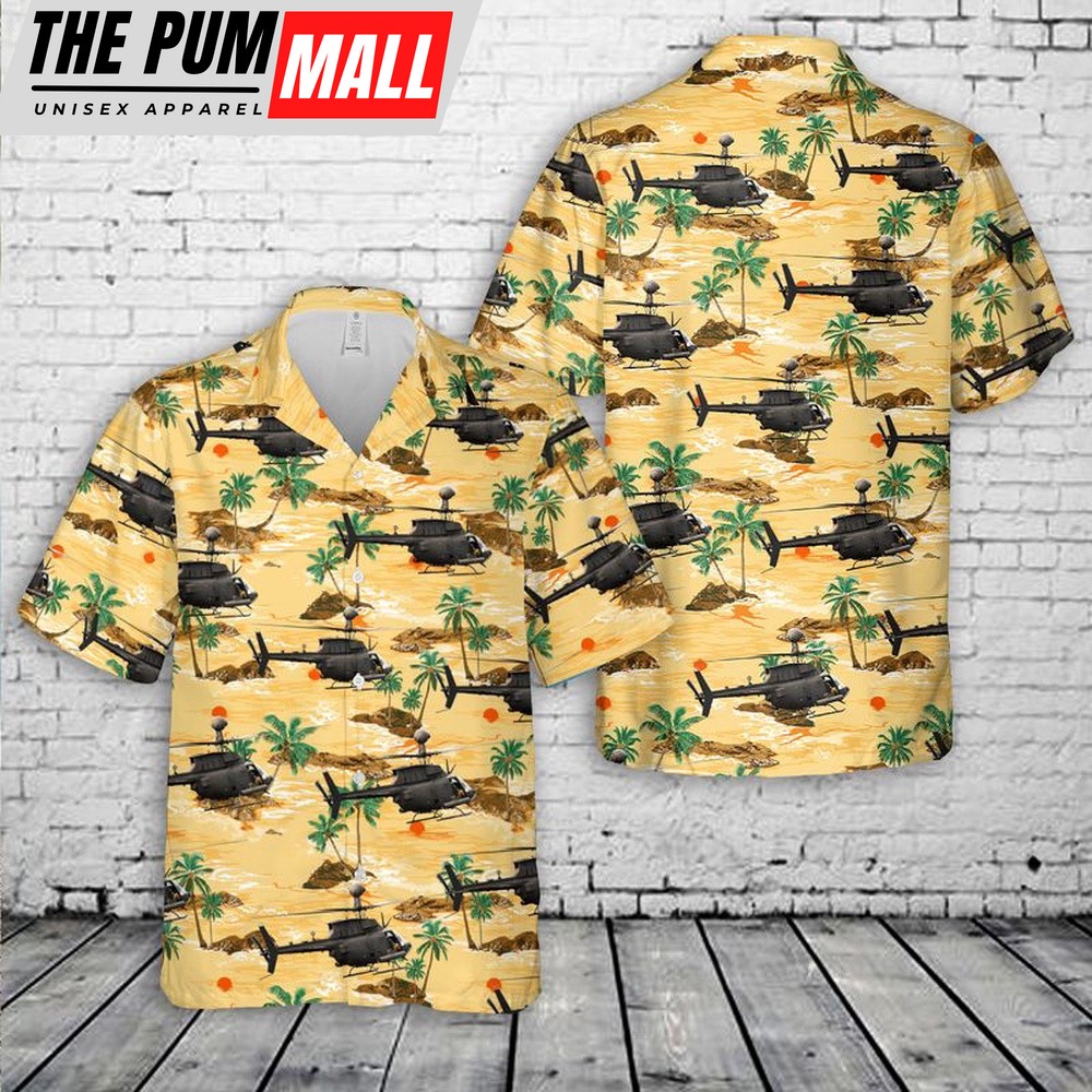 Army Hawaiian Shirt, US Army 101st Airborne Division OH-58 Hawaiian Shirt, Military Aloha Shirt