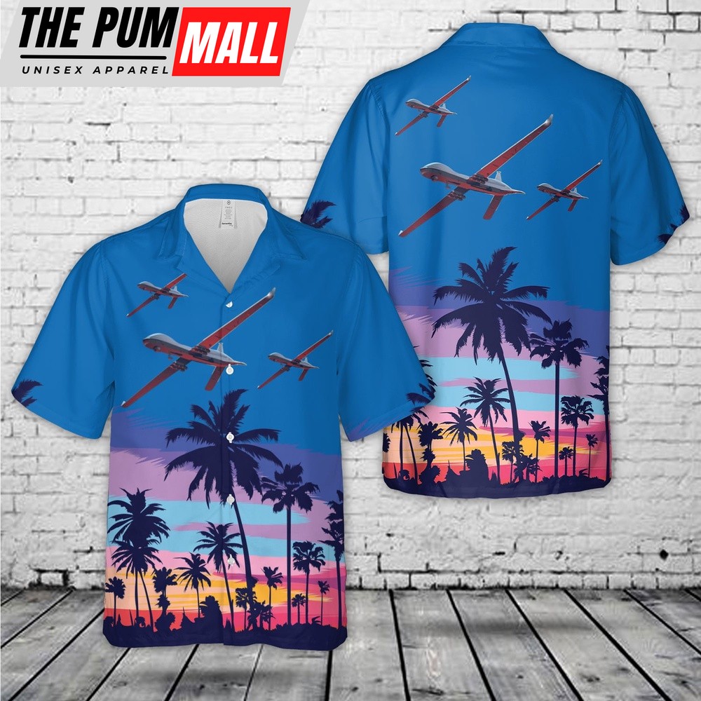 Army Hawaiian Shirt, US Army 160th Special Operations Aviation Regiment (Airborne) MQ-1C Gray Eagle Hawaiian Shirt, Military Aloha Shirt