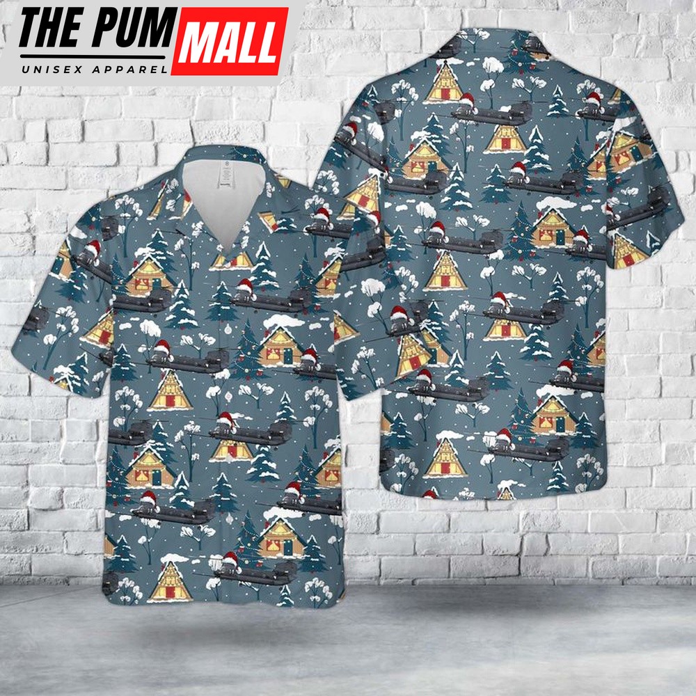 Army Hawaiian Shirt, US Army 160th Special Operations Aviation Regiment MH-47G Chinook Christmas Hawaiian Shirt, Military Aloha Shirt
