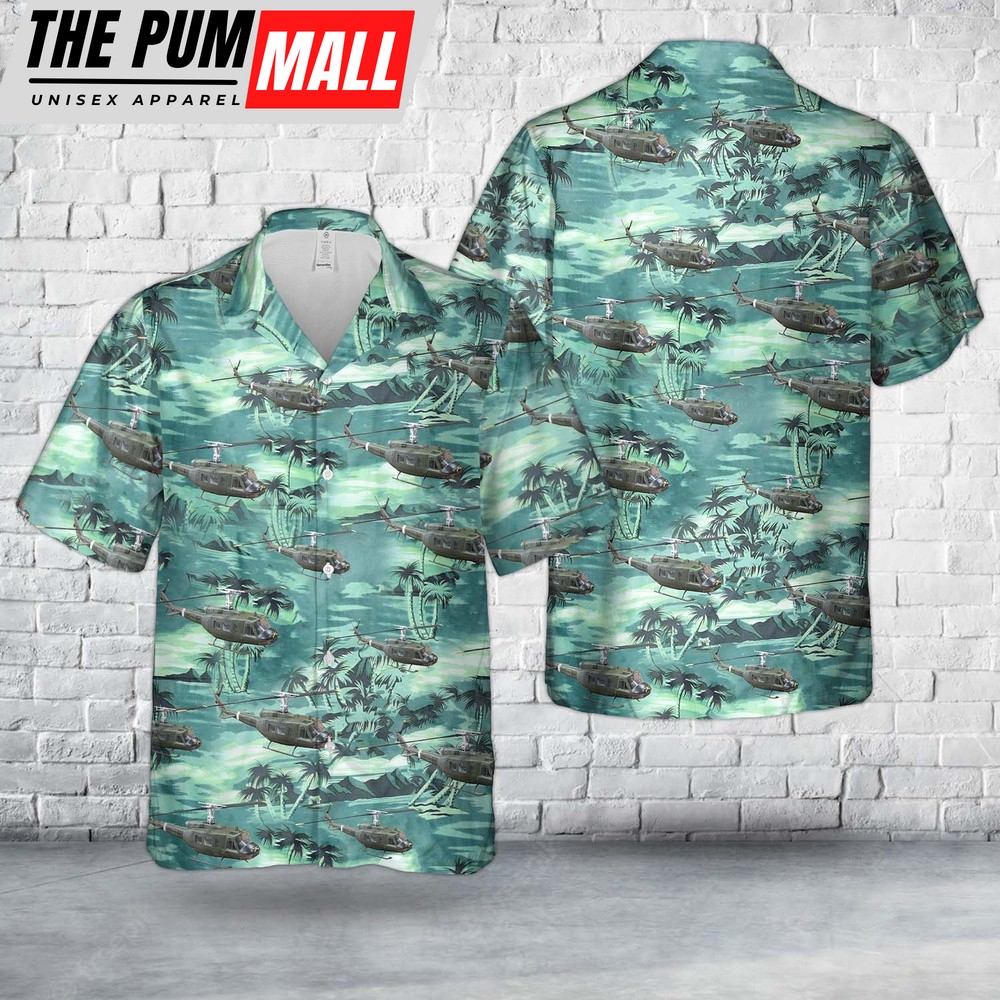 Army Hawaiian Shirt, US Army 175th AHC Outlaws UH-1H Huey Hawaiian Shirt, Military Aloha Shirt