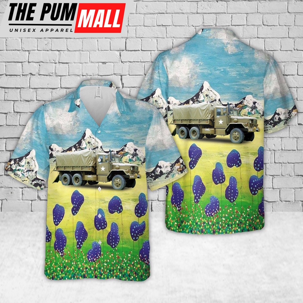 Army Hawaiian Shirt, US Army 1958 REO M35 Cargo Truck Hawaiian Shirt, Military Aloha Shirt