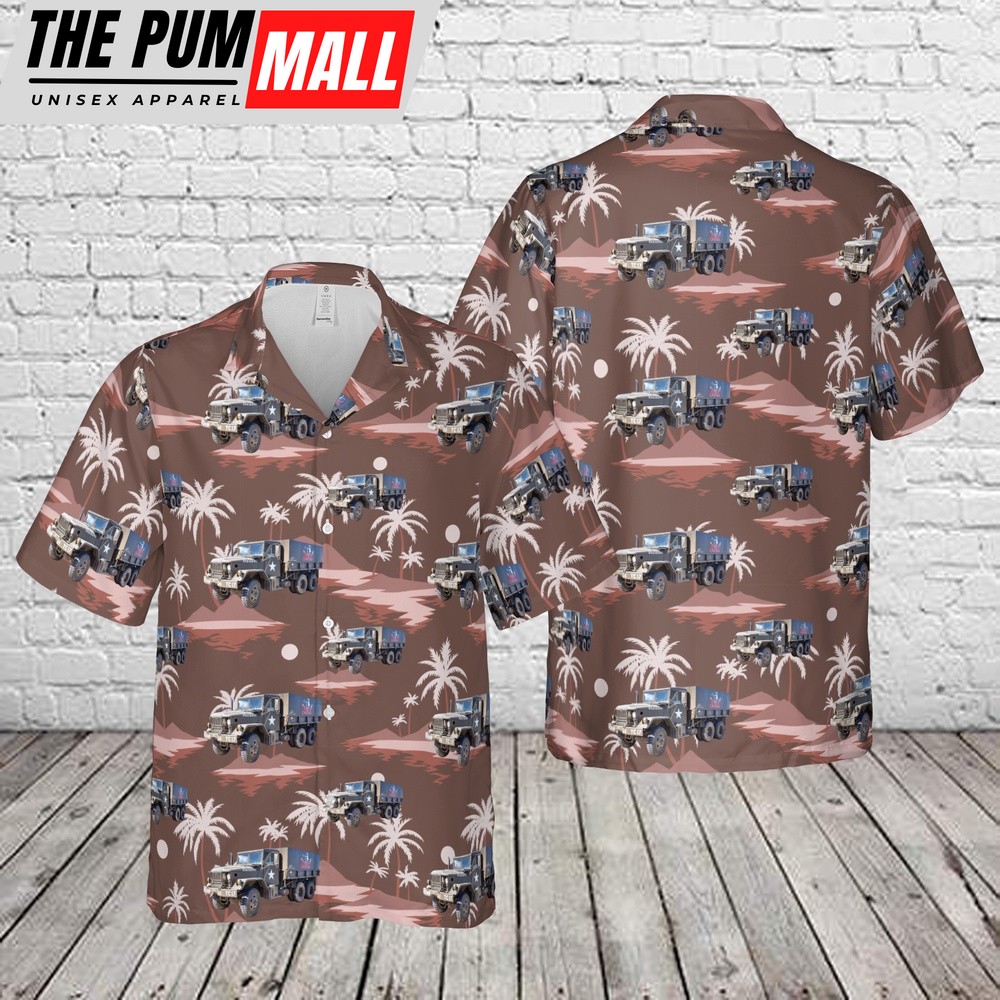 Army Hawaiian Shirt, US Army 1967 REO M35A1 Gun Truck Hawaiian Shirt, Military Aloha Shirt