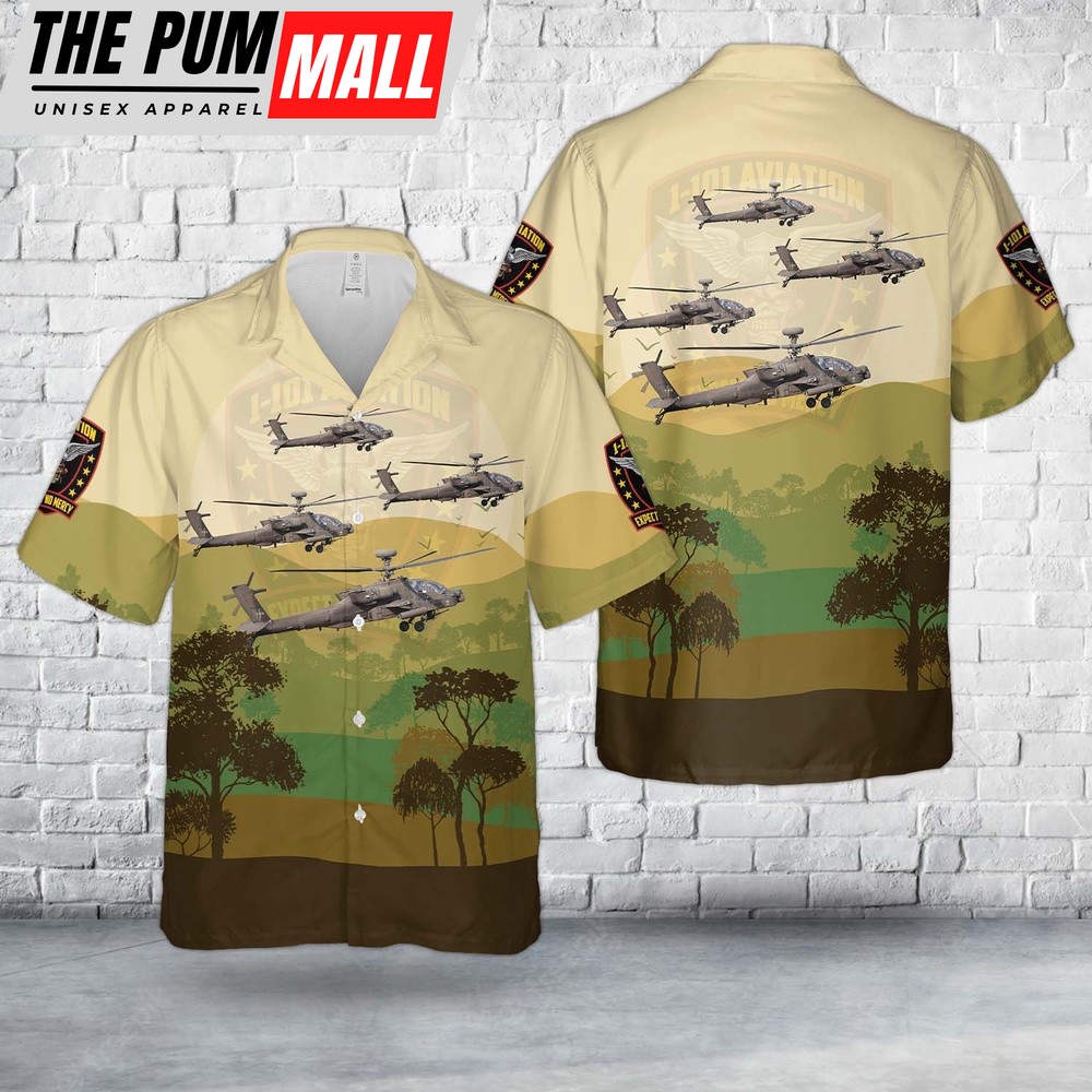 Army Hawaiian Shirt, US Army 1st Battalion, 101st Aviation Regiment Expect No Mercy Hawaiian Shirt, Military Aloha Shirt