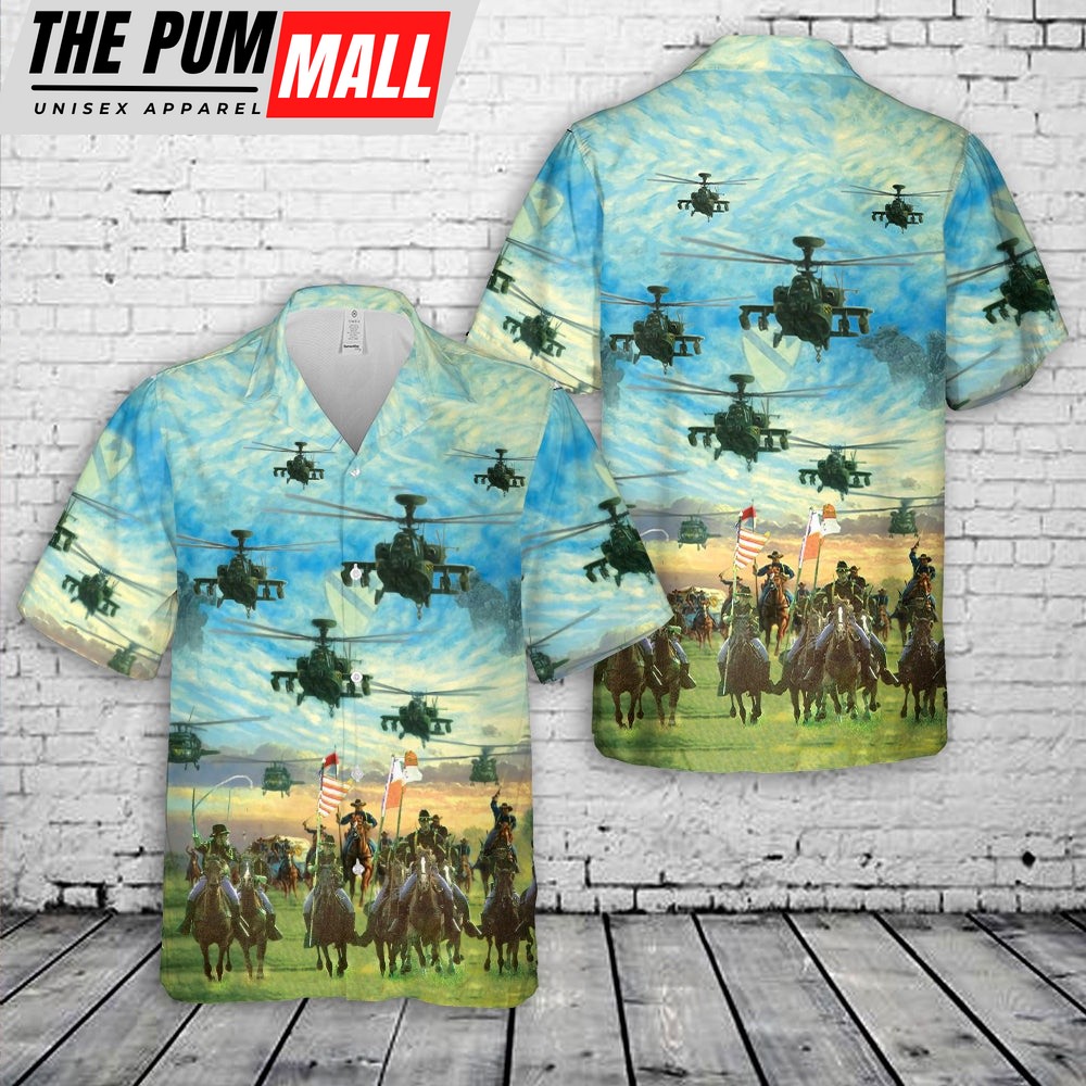Army Hawaiian Shirt, US Army 1st Cavalry Division’s Combat Aviation Brigade With The Horse Detachment Hawaiian Shirt, Military Aloha Shirt