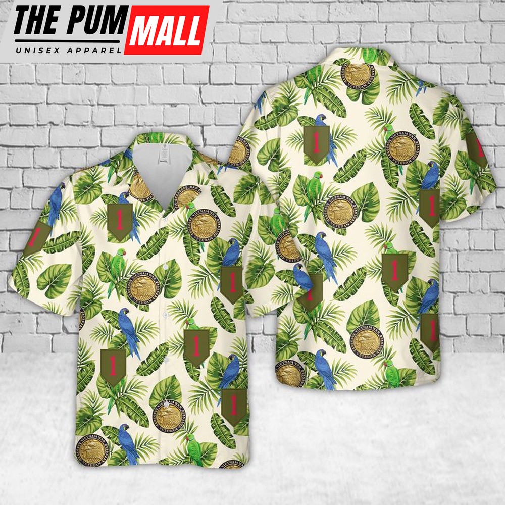 Army Hawaiian Shirt, US Army 1st Infantry Division (United States) The Big Red One Hawaiian Shirt, Military Aloha Shirt