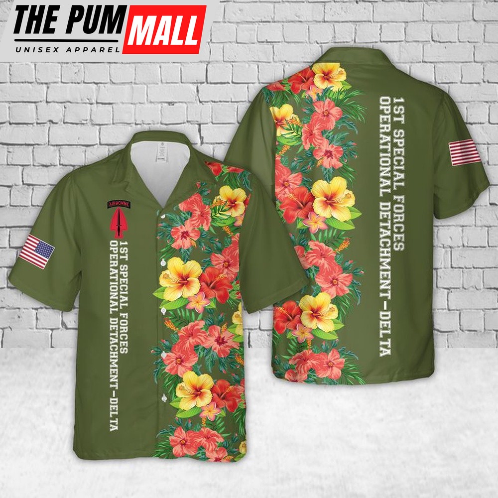 Army Hawaiian Shirt, US Army 1st Special Forces Operational Detachment Delta 1st SFOD-D Hawaiian Shirt, Military Aloha Shirt