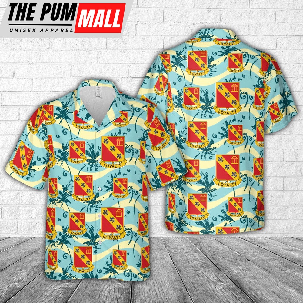 Army Hawaiian Shirt, US Army 319th Field Artillery Regiment Hawaiian Shirt, Military Aloha Shirt
