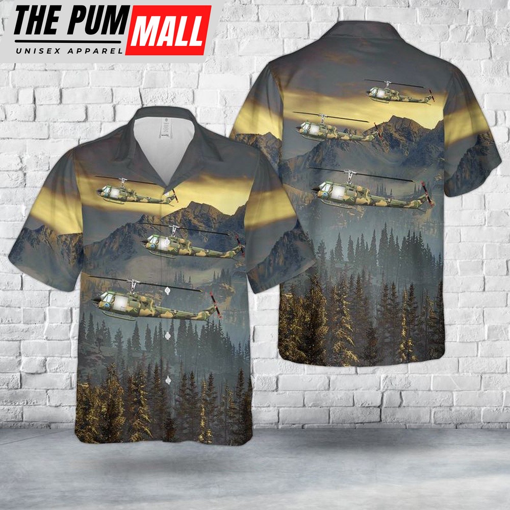 Army Hawaiian Shirt, US Army 335th Assault Helicopter Company UH-1B Horse Thief Hawaiian Shirt, Military Aloha Shirt